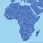 Political map of Africa using Lambert Azimuthal Equal-Area projection.