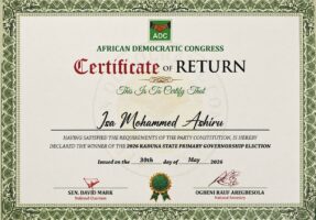 Ashiru’s Certificate of Return