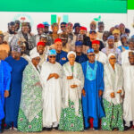R-L: Wife of the Chief of Staff to the President, Mrs Salamatu Gbajabiamila, Wife of the Imo State Governor, Mrs Chioma Uzodimma, Wife of the Senate President, Mrs Ekaette Akpabio, Wife of Vice President Hajia Nana Shettima, First Lady of Nigeria Senator Oluremi Tinubu, APC National Chairman, Prof Nentawe Goshwe Yilwatda, Senate President, Godswill Akpabio, Speaker House of Representatives, Rt Hon Abass Tajudeen, Deputy Senate President Sen Barau Jibrin and former Senate President Ahmad Lawan at the Stakeholders meeting between the First Lady, Renewed Hope Initiative and APC Senatorial Candidates at the State House Banquet Hall on Thursday 29th October 2026
