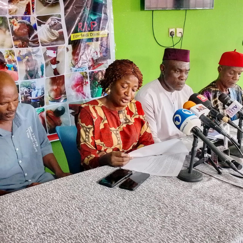 Ms. Agbo addressing journalists during the press conference in Benin