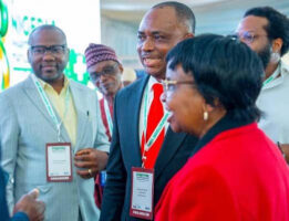 R-L: Prof. Adeyeye; Host, and Managing Director/CEO of May and Baker Limited, Mr. Patrick Ajah, and other guests at the event in Lagos