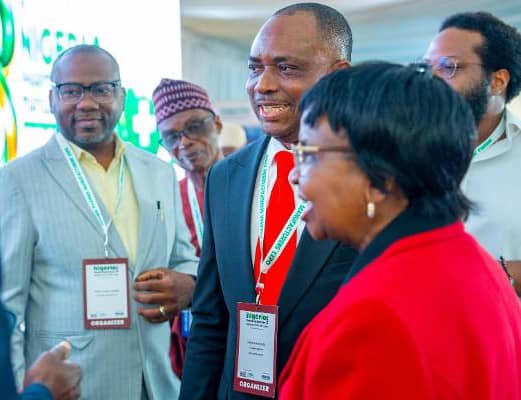R-L: Prof. Adeyeye; Host, and Managing Director/CEO of May and Baker Limited, Mr. Patrick Ajah, and other guests at the event in Lagos