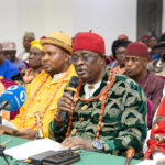 His Royal Majesty Eze Peter Wagbara reading the address on behalf of traditional rulers and other stakeholders of Gas Pipeline Host Communities in Port Harcourt on Tuesday, October 13, 2026
