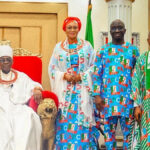 L-R: Oba of Benin HRM Omo N’Oba N’Edo Uku Akpolopolo, Oba Ewuare, First Lady of Nigeria Oluremi Tinubu, Edo State Governor, Monday Okpebholo and Kogi State Governor, Usman Ododo when the First Lady paid a courtesy visit to the Oba’s palace on the sideline of her visit to Edo State on Thursday 15th October 2026