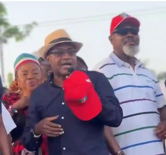 Venatius Ikem, addressing supporters during the rally and flanked by Chief of Staff to the governor, Hon. Emmanuel Ironbar