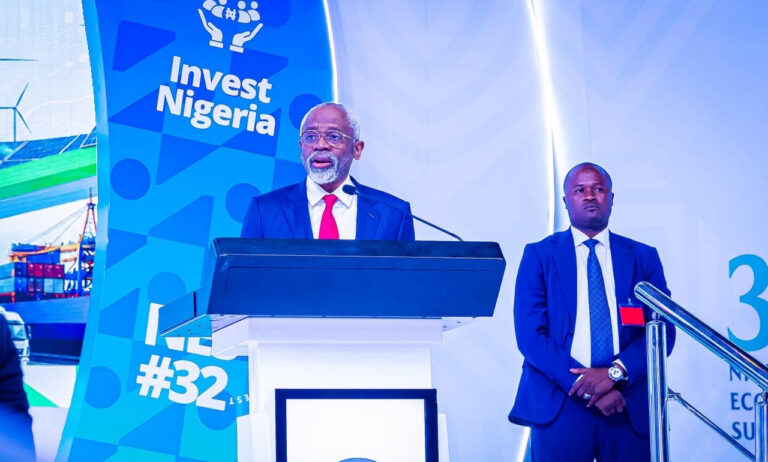 Chief of Staff to the President and chairman of the Presidential Working Group on the National Policing Bill, Femi Gbajabiamila, during the plenary session on “Security, Stability and Economic Resilience” at the 32nd Nigerian Economic Summit at the Congress Hall, Transcorp Hilton, Abuja on Monday, October 26, 2026